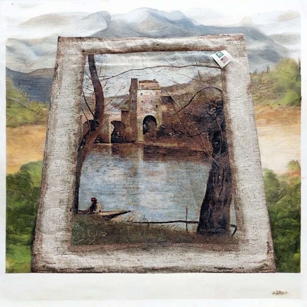 The Bridge Fine Art Tapestry “House In The Country” Wall Hanging 42.5”x 35.5”